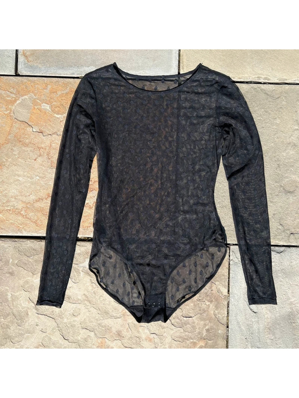 Black Mesh Polka Dot Body Suit